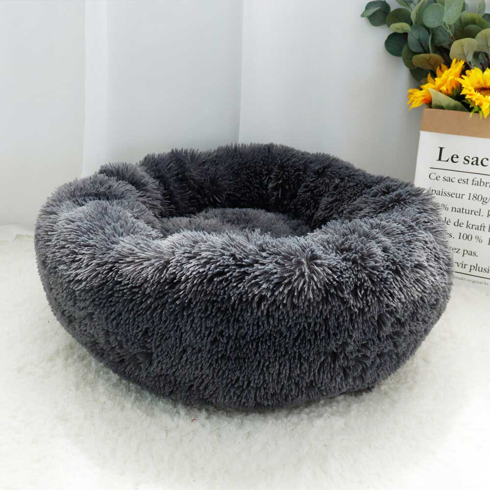 Black warm puff dog bed donut bed dogs donut cat bed co sleeper dog dog bed and mat rest